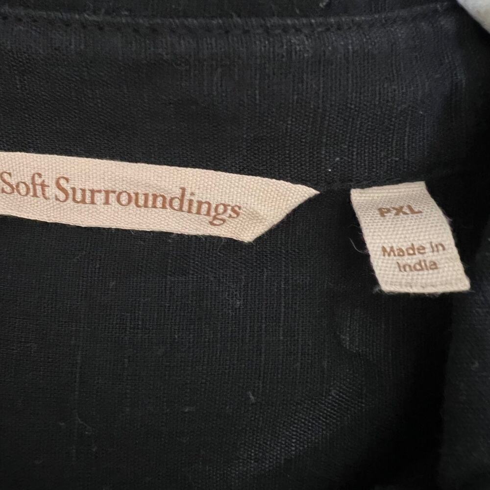 Soft Surroundings Marisol Linen Cotton Tunic PXL Black White Embroidered Buttons - Picture 4 of 5